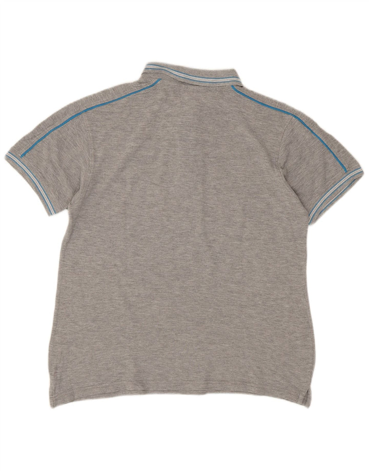 Polo da uomo Lotto Large in cotone a righe grigie