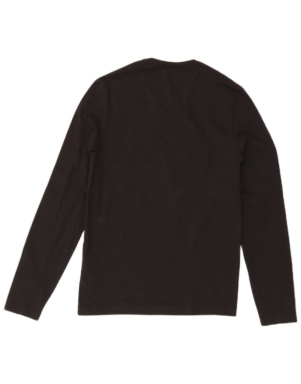 Top grafico da donna Calvin Klein manica lunga UK 14 grande cotone nero