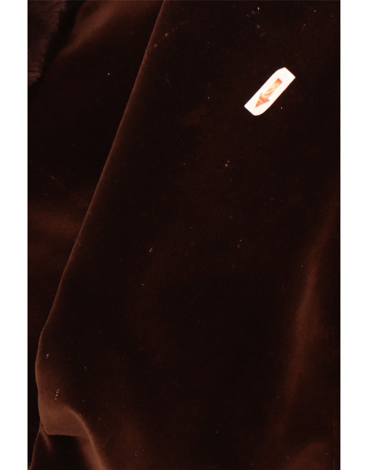 Soprabito vintage in velluto da donna UK 10 piccolo marrone