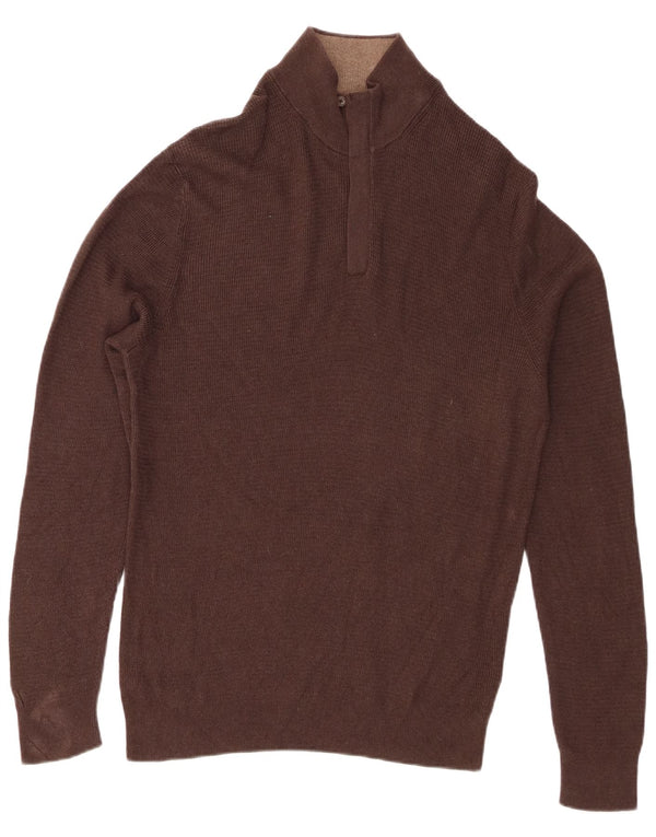 Massimo Dutti Maglione da uomo con zip e collo XL in cotone marrone
