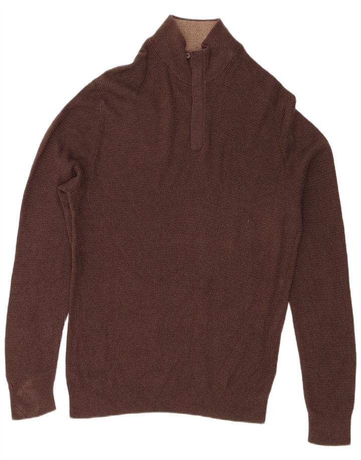 Massimo Dutti Maglione da uomo con zip e collo XL in cotone marrone
