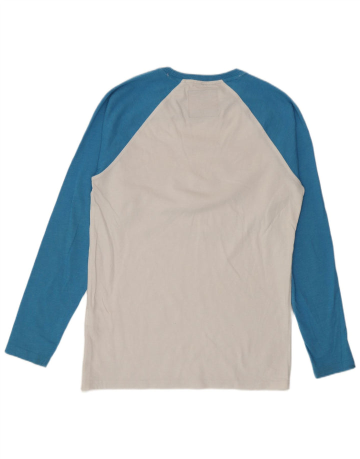 Top grafico da uomo Superdry a maniche lunghe in cotone color block bianco piccolo