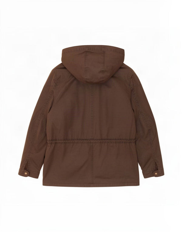 Giacca da donna in cotone cerato con cappuccio Fat Face UK 18 XL Marrone