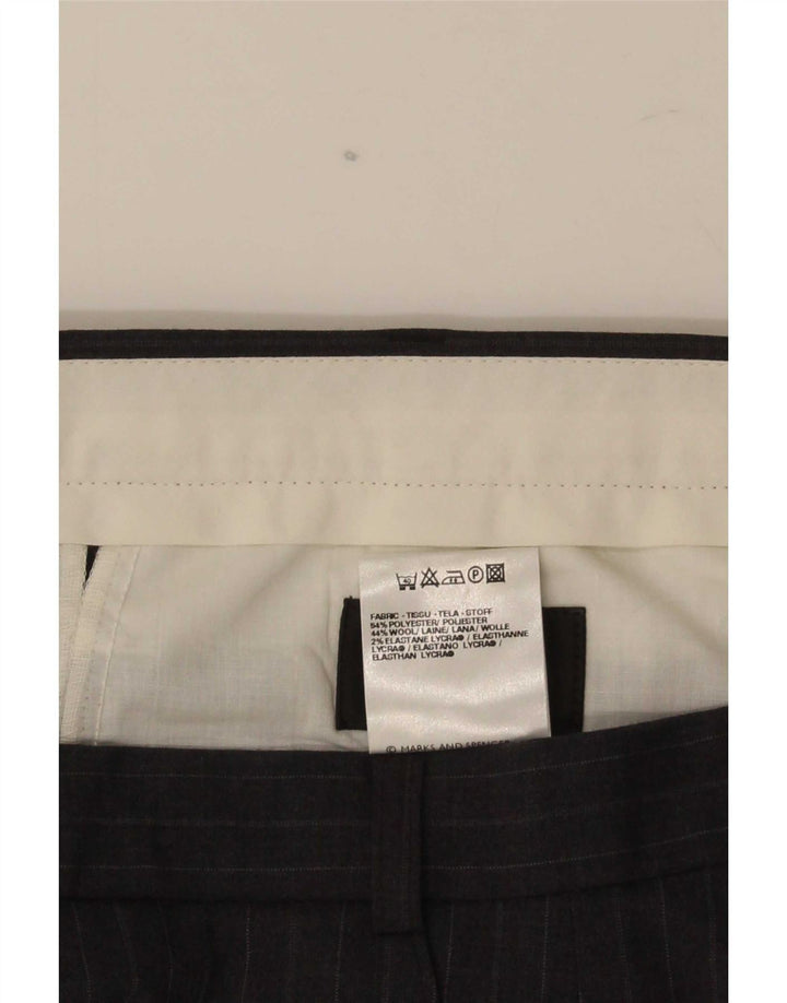 Pantaloni da abito dritti da uomo Marks & Spencer W38 L29 gessato grigio