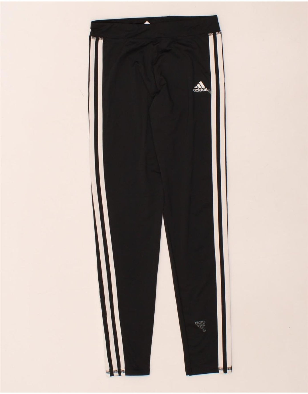 ADIDAS Girls Leggings 13-14 Years Large Black Polyester Vintage Adidas and Second-Hand Adidas from Messina Hembry 