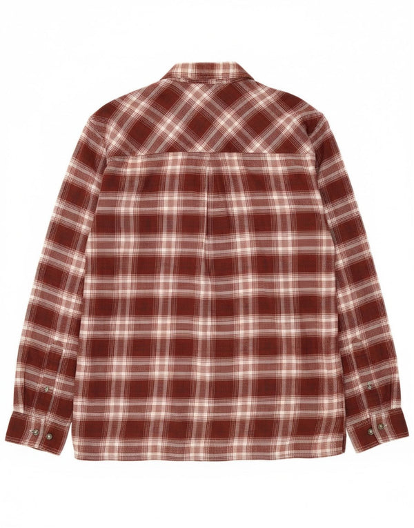 Camicia da uomo in flanella Jack Wolfskin XL in cotone a quadri bordeaux