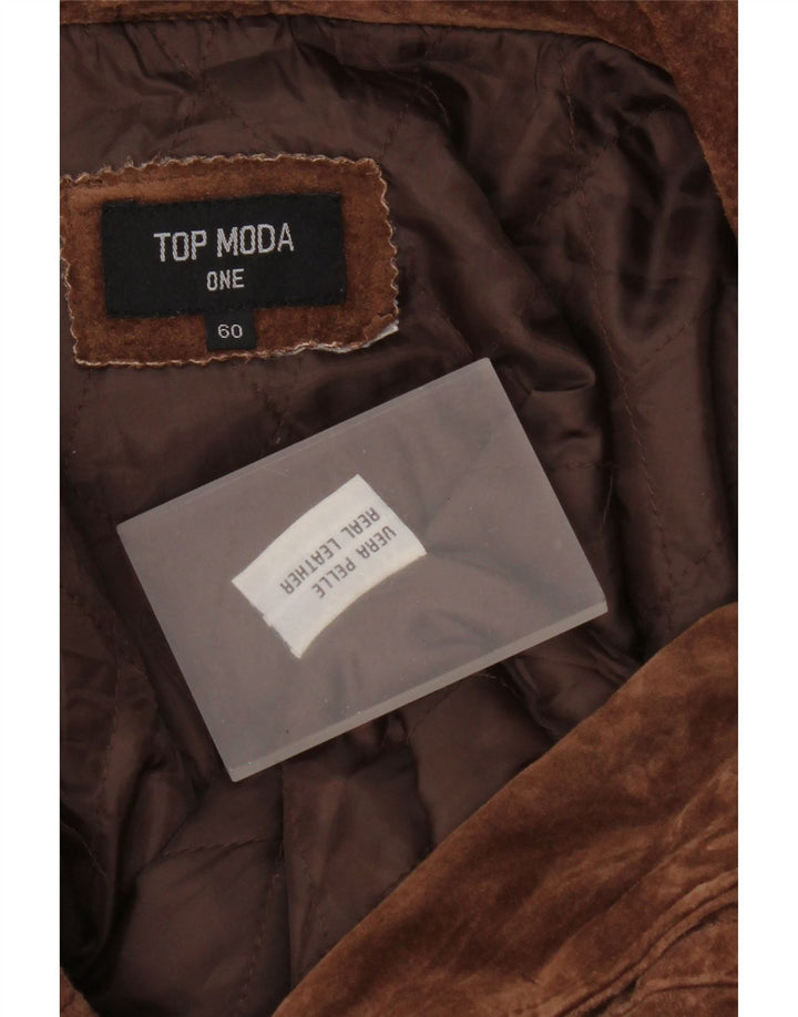 Giacca vintage in pelle scamosciata da uomo taglia 60 3XL in pelle marrone