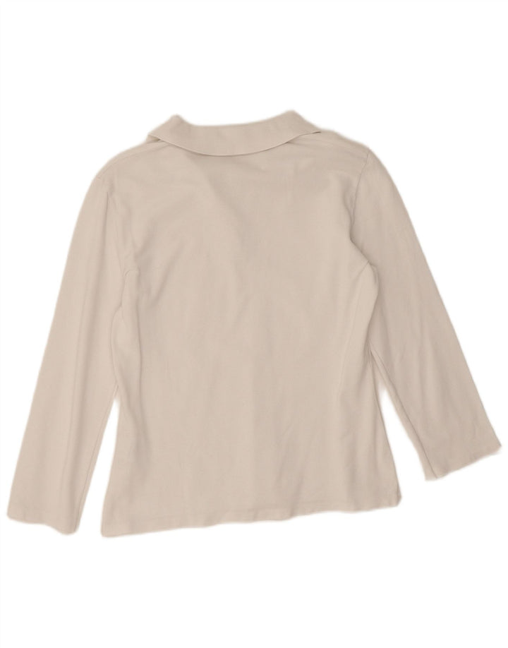 Polo a maniche lunghe da donna Benetton UK 12 Medium Bianca