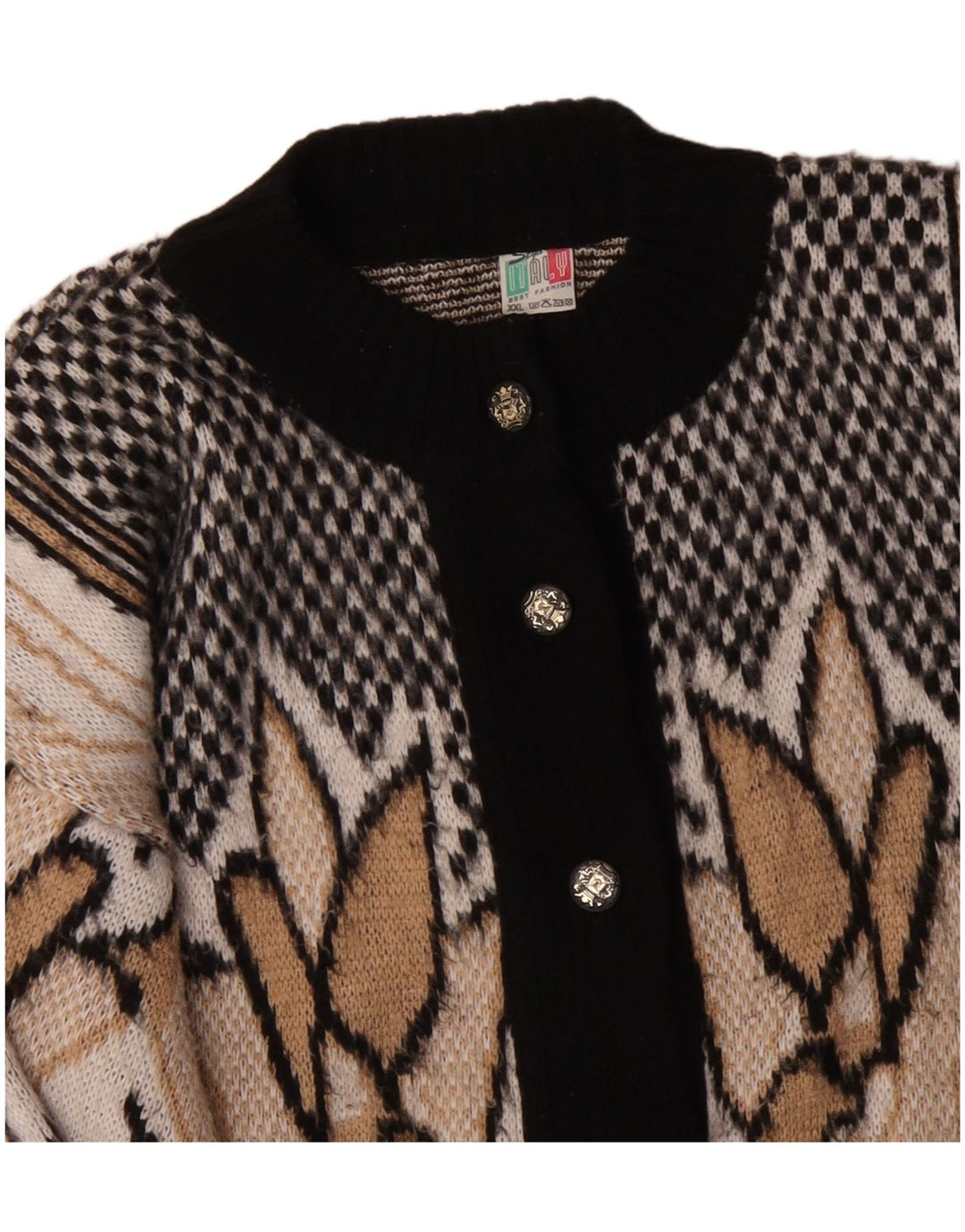 Maglione cardigan da donna vintage UK 20 2XL floreale multicolore