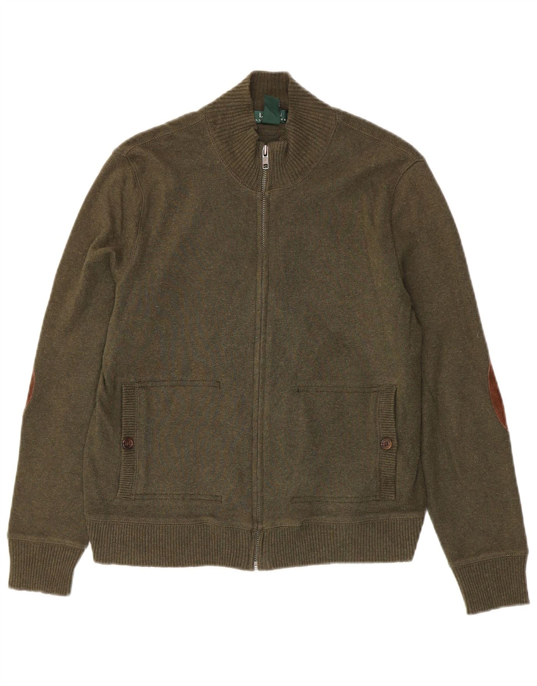 Maglione cardigan da donna Ralph Lauren UK 14 cotone kaki medio