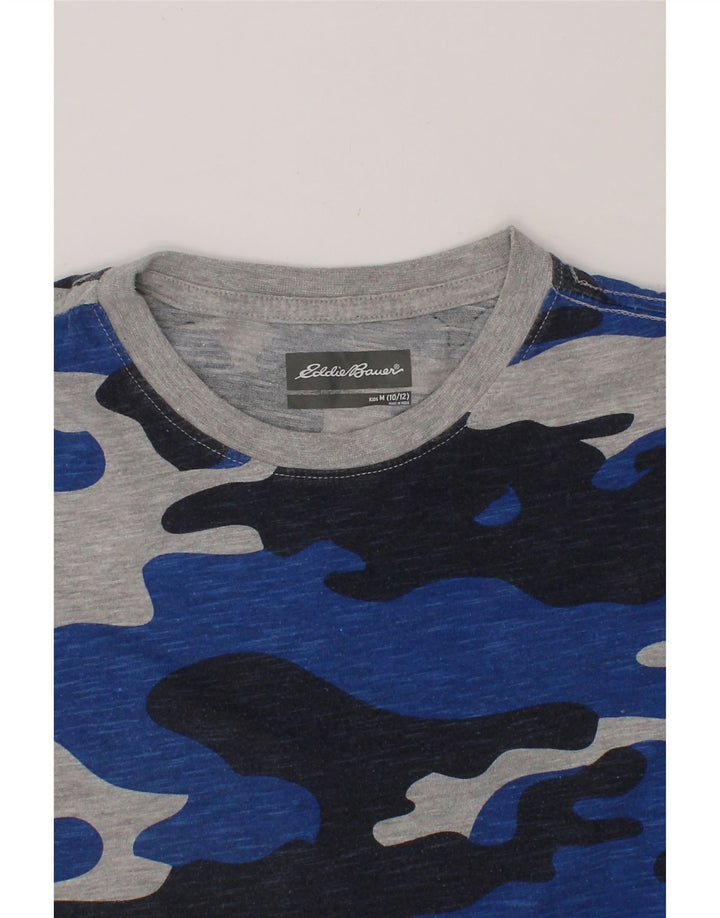 EDDIE BAUER Boys T-Shirt Top 10-11 Years Medium  Blue Camouflage Army Vintage Eddie Bauer and Second-Hand Eddie Bauer from Messina Hembry 
