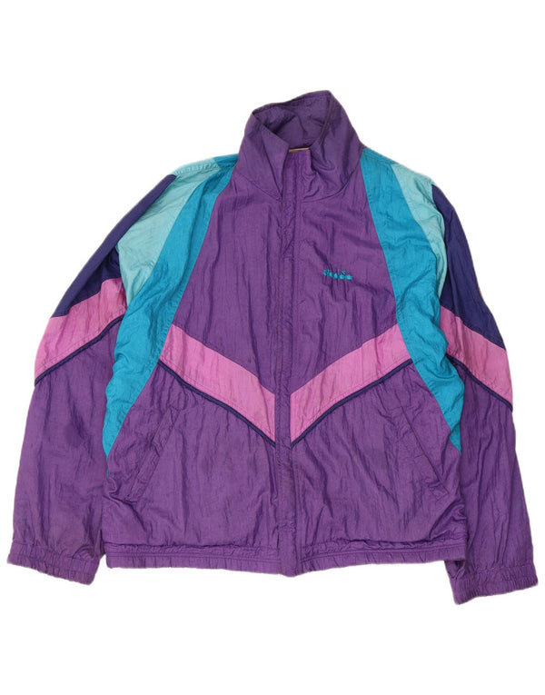 Giacca da tuta da uomo Diadora Top Jacket viola medio color block in poliammide