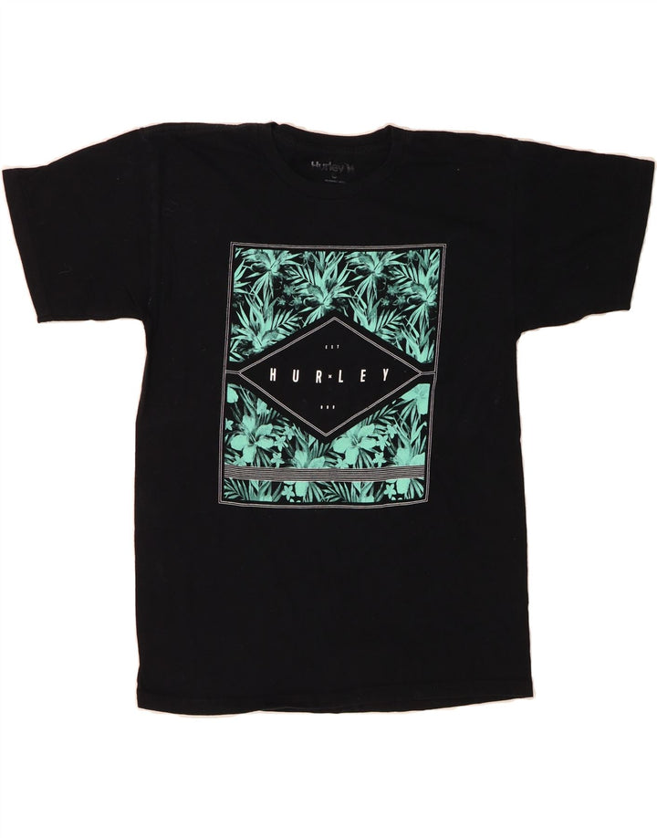 HURLEY Mens Graphic T-Shirt Top Medium Black Cotton Vintage Hurley and Second-Hand Hurley from Messina Hembry 