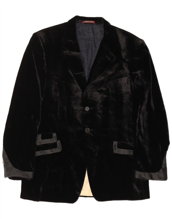 Giacca blazer in velluto a 2 bottoni da uomo Paul Smith UK 44 2XL viscosa nera