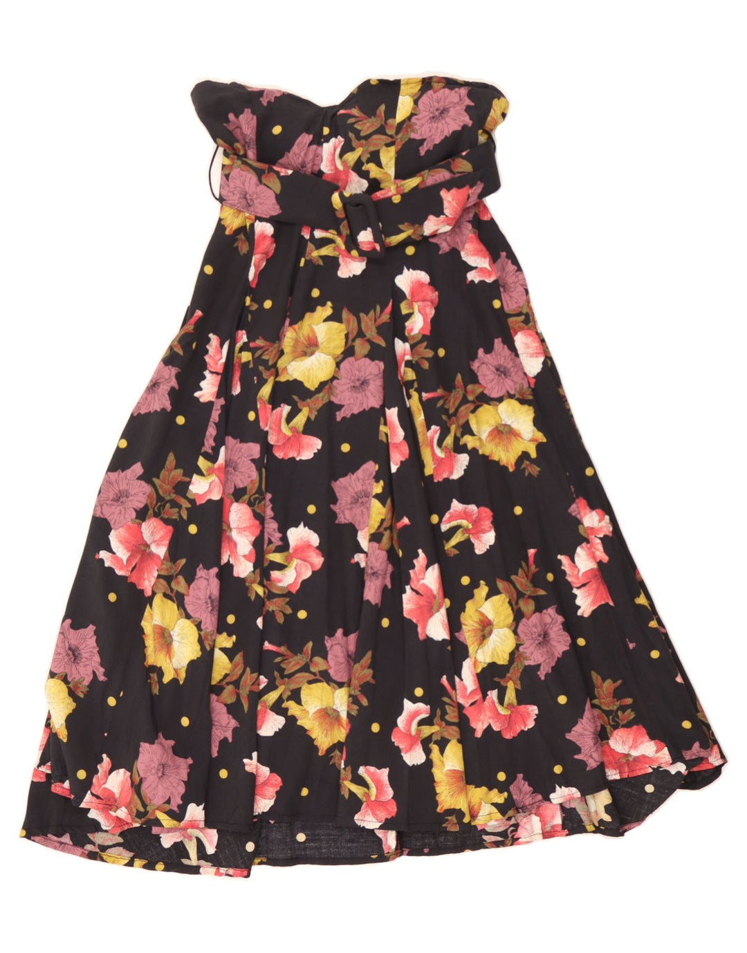 VINTAGE Womens Strapless Dress IT 44 Medium Black Floral Viscose Vintage Vintage and Second-Hand Vintage from Messina Hembry 