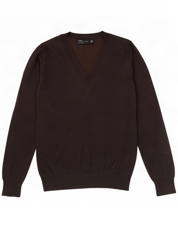 Maglione Zara da donna con scollo a V UK 12 Viscosa grigio medio