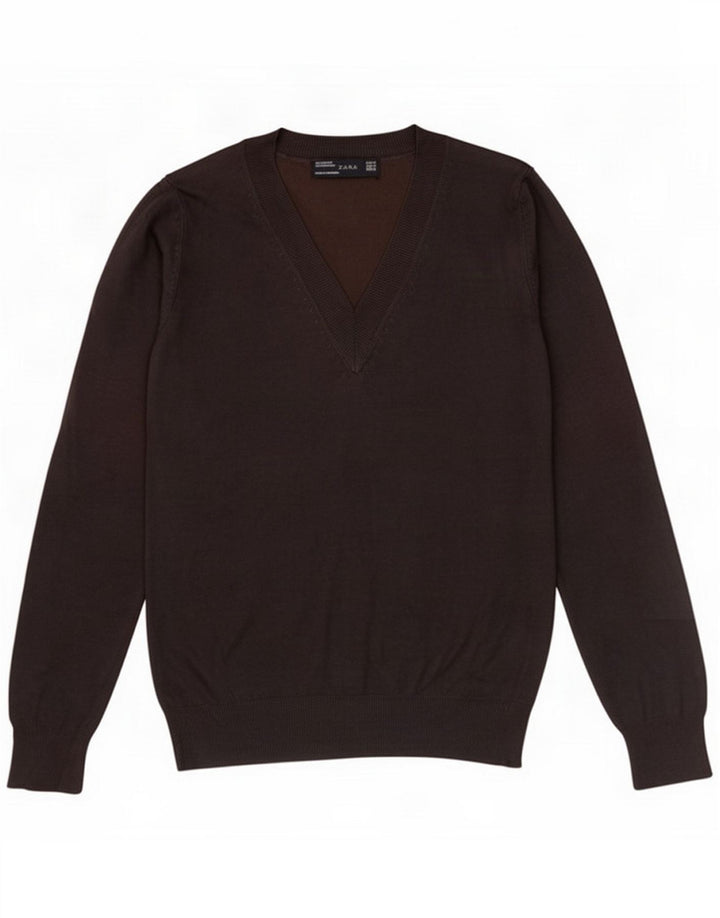 Maglione Zara da donna con scollo a V UK 12 Viscosa grigio medio