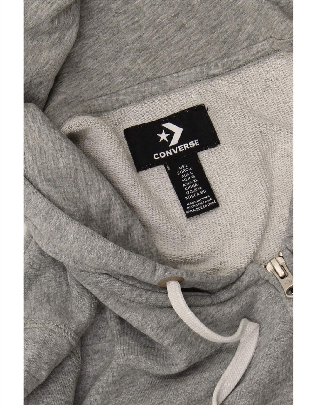CONVERSE Womens Zip Hoodie Sweater UK 14 Large Grey Cotton Vintage Converse and Second-Hand Converse from Messina Hembry 