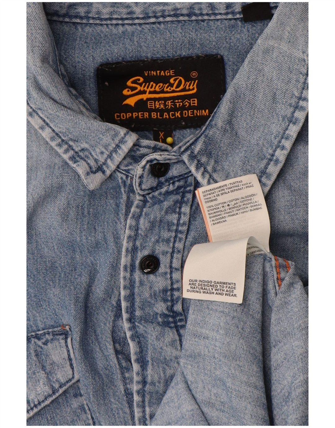 Camicia di jeans da uomo Superdry XL in cotone blu