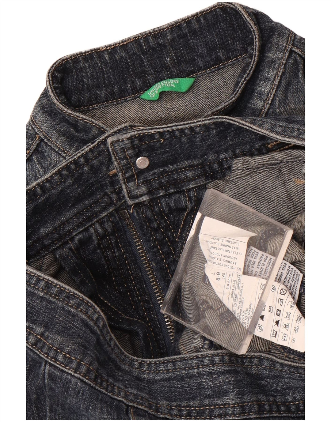 Giubbotto Jeans Bambina Benetton 8-9 Anni Large Blu Navy Cotone