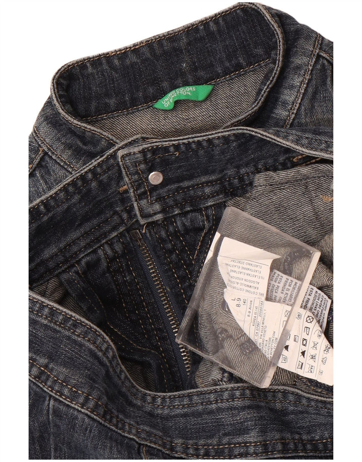 Giubbotto Jeans Bambina Benetton 8-9 Anni Large Blu Navy Cotone