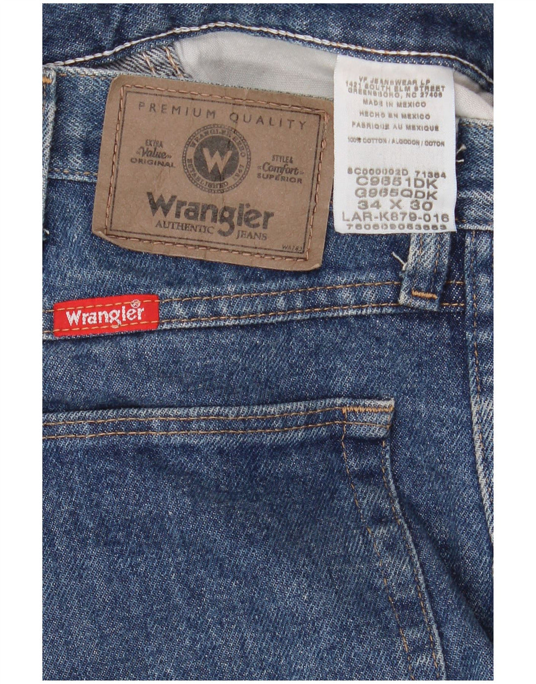 Jeans dritti da uomo WRANGLER W34 L30 cotone blu