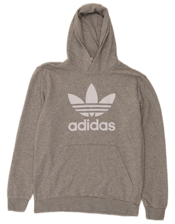 Felpa con cappuccio grafica Adidas da ragazzo 13-14 anni in cotone grigio screziato