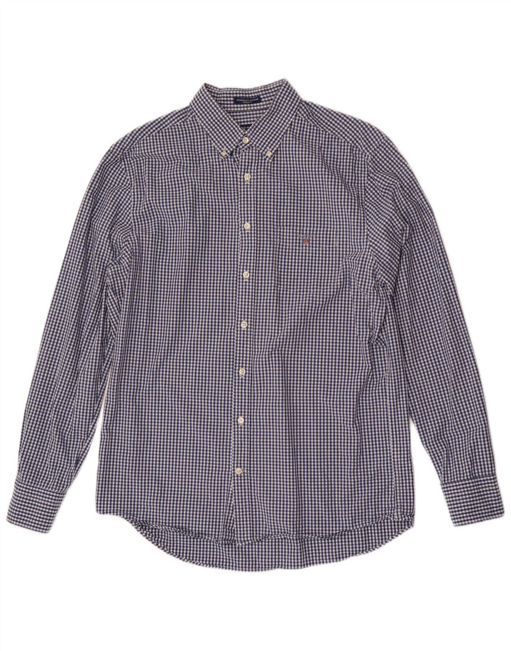 Gant Camicia da uomo vestibilità regolare taglia 41/42 16 1/2 grande percalle blu navy