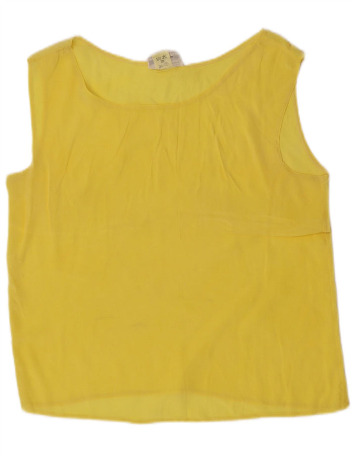 Camicetta senza maniche corta da donna vintage IT 42 Acetato giallo medio