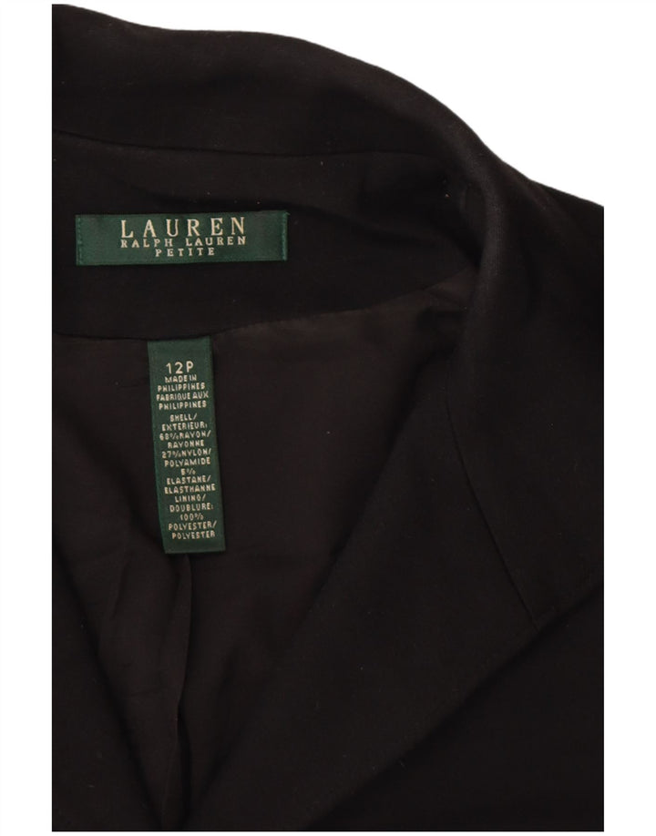 RALPH LAUREN Giacca blazer da donna Petite Crop a 5 bottoni US 12 Large Nera