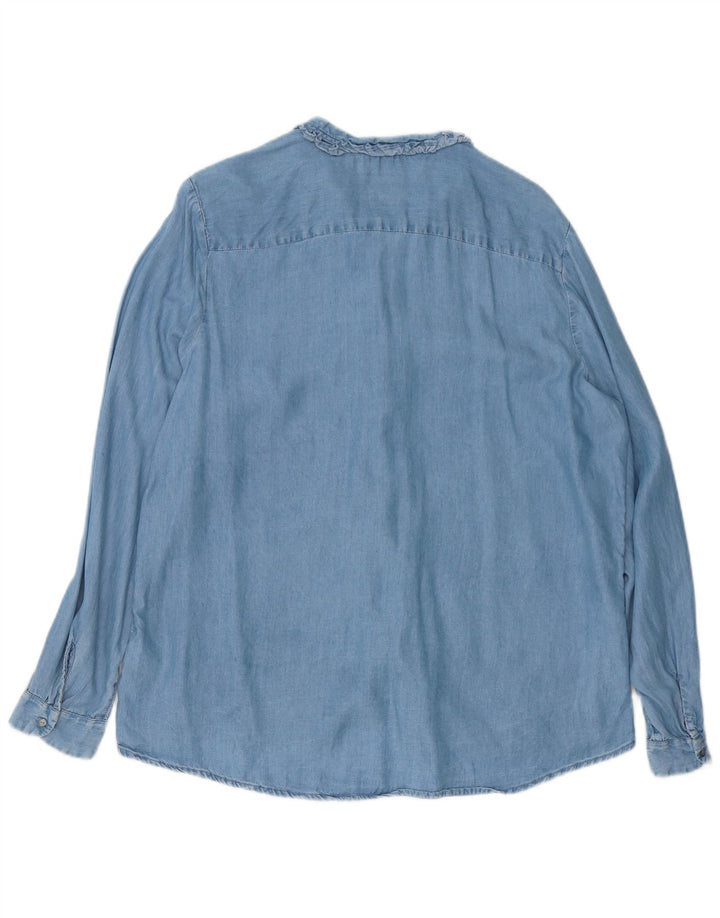 Camicia in denim oversize da donna Marks & Spencer con volant sul davanti UK 16 grande blu