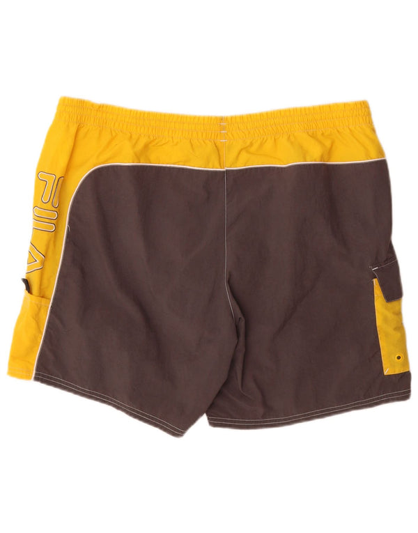 Pantaloncini da bagno Fila da uomo XL in poliammide color block giallo