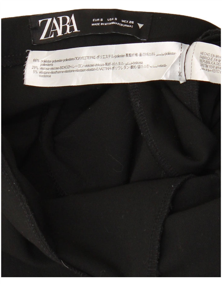 Pantaloni casual slim da donna ZARA piccoli W26 L27 poliestere nero