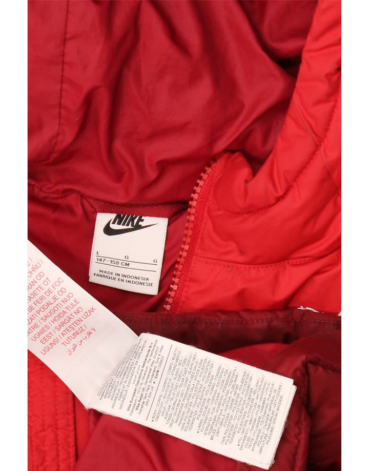 Giacca imbottita con cappuccio Nike da ragazzo 12-13 anni Large Rosso Colourblock in poliestere