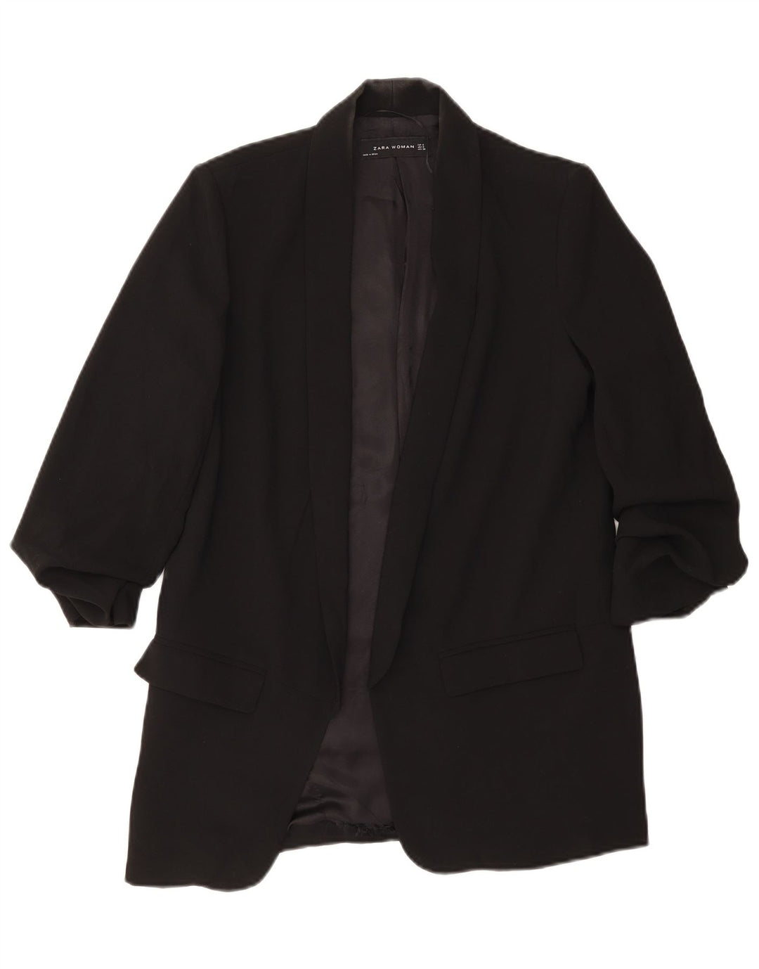Giacca blazer aperta da donna con maniche a 3/4 Zara UK 10 piccola in poliestere nero