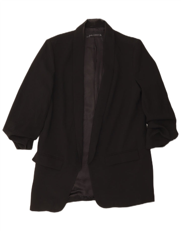 Giacca blazer aperta da donna con maniche a 3/4 Zara UK 10 piccola in poliestere nero