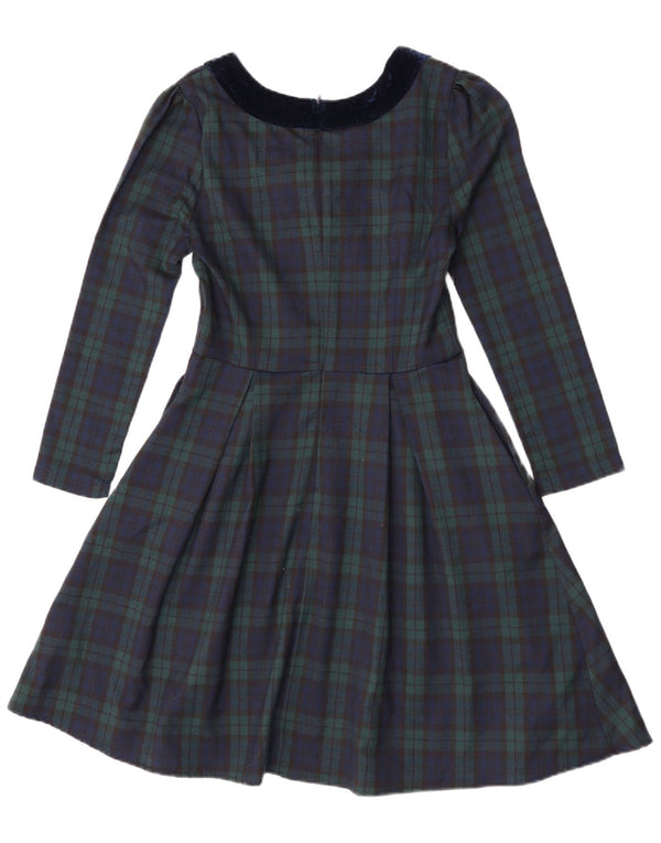 Abito a trapezio a maniche lunghe da donna Joanie UK 8 Piccolo poliestere a quadri verdi