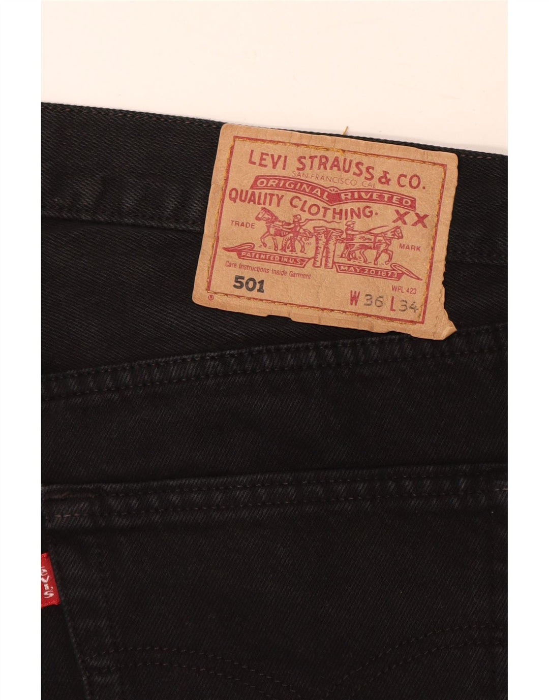 LEVI'S Jeans dritti da uomo 501 W36 L34 cotone nero