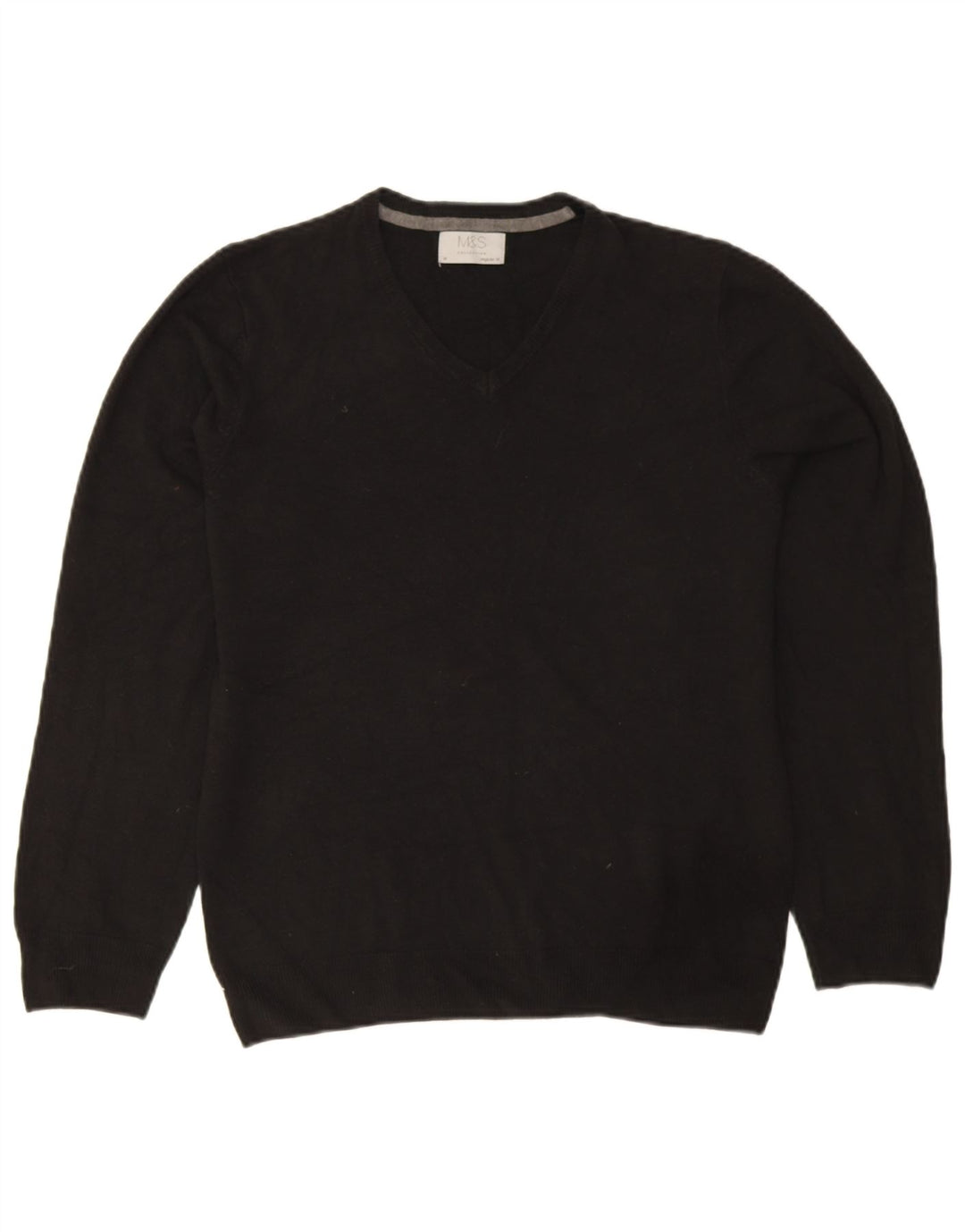Maglione da uomo Marks & Spencer vestibilità regolare con scollo a V, acrilico nero medio