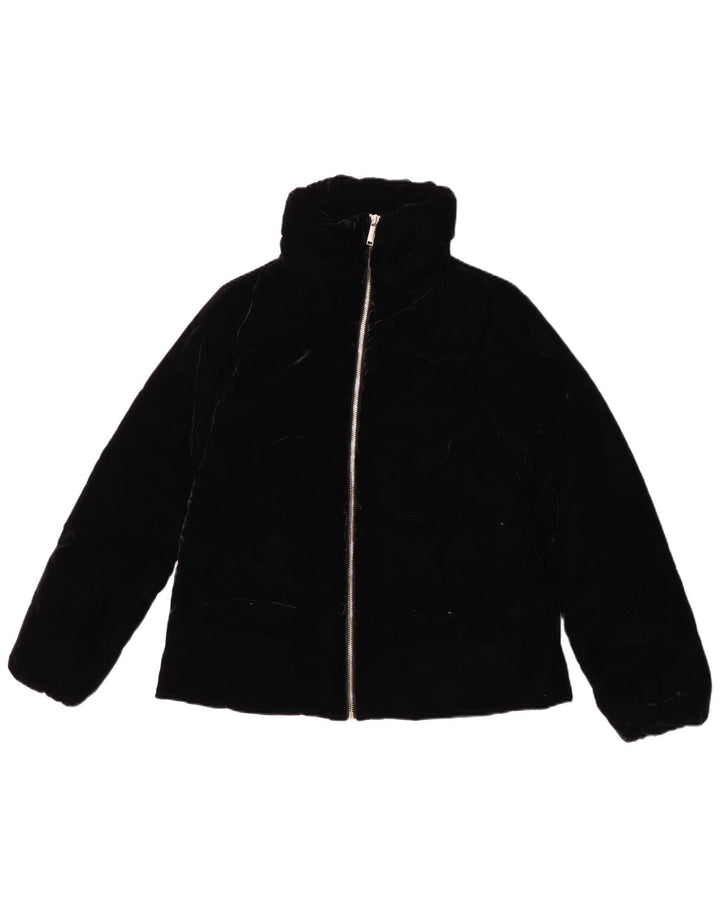Giacca imbottita in velluto da donna Massimo Dutti UK 14 poliestere nero medio