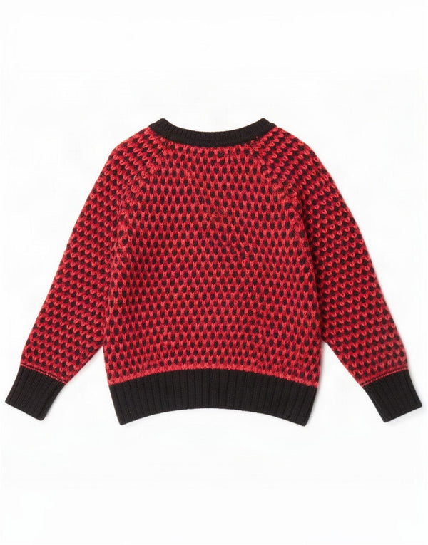 Superdry Maglione da donna con scollo a barchetta UK 14 Large Rosso geometrico acrilico