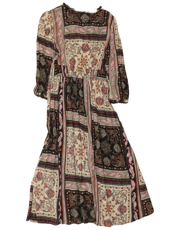 Abito lungo da donna con maniche a 3/4 Monsoon UK 10 Piccolo patchwork multicolore