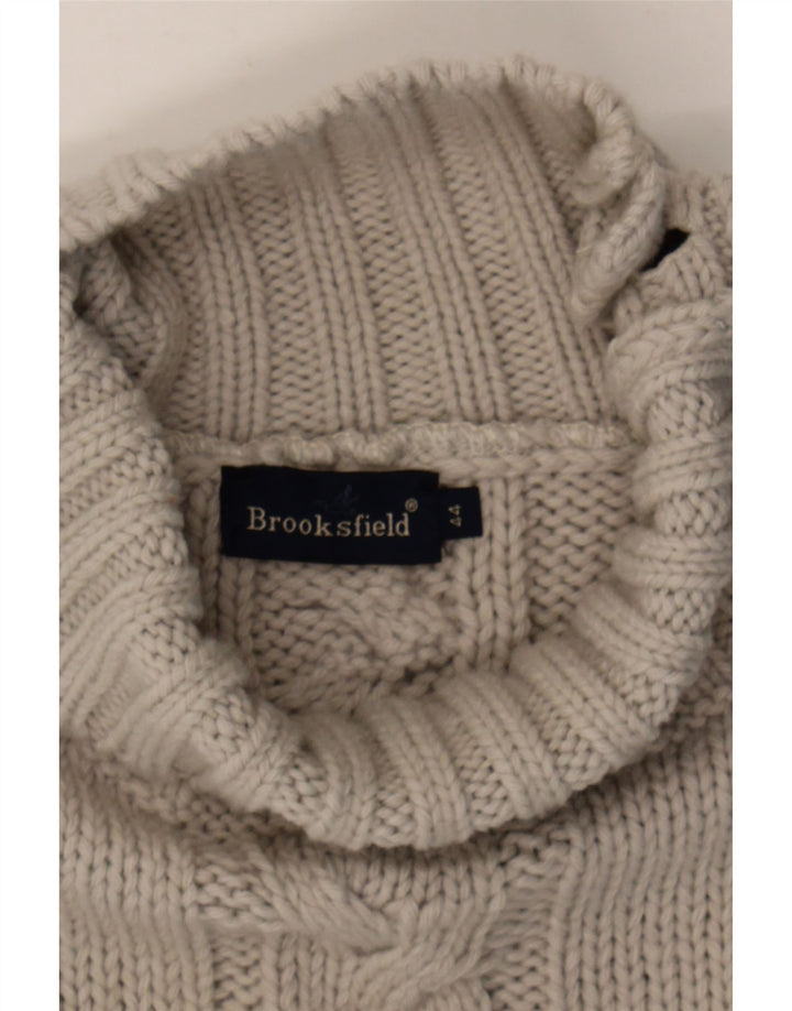 BROOKSFIELD Womens Button Neck Poncho Jumper IT 44 Medium Grey Wool Vintage Brooksfield and Second-Hand Brooksfield from Messina Hembry 