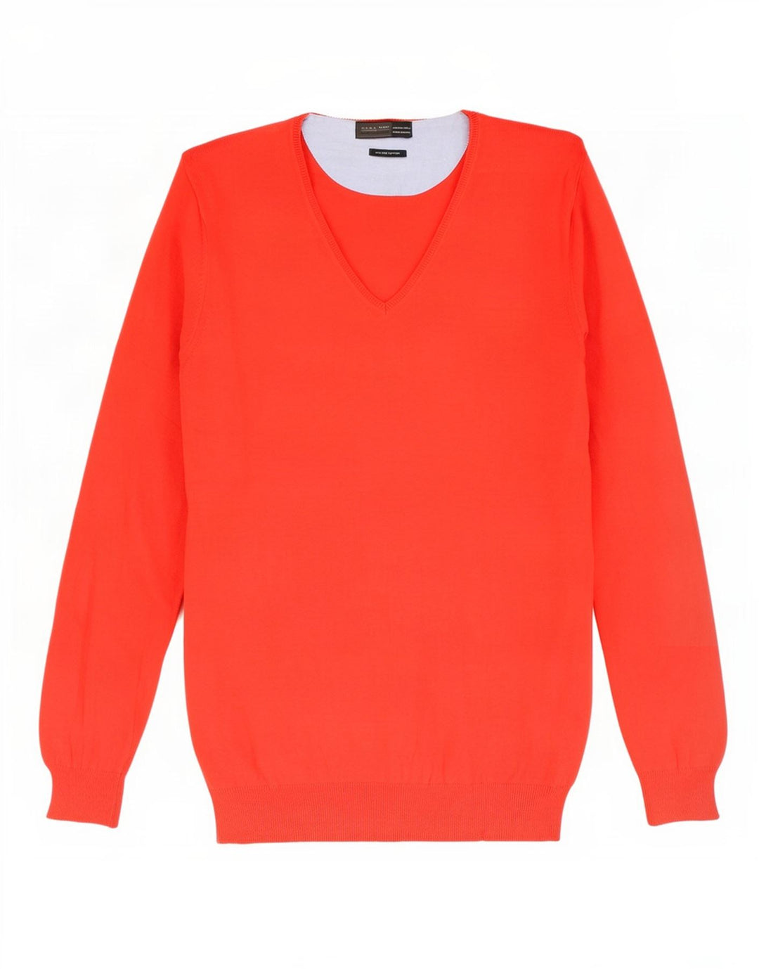 Maglione Zara da uomo con scollo a V grande in cotone rosso