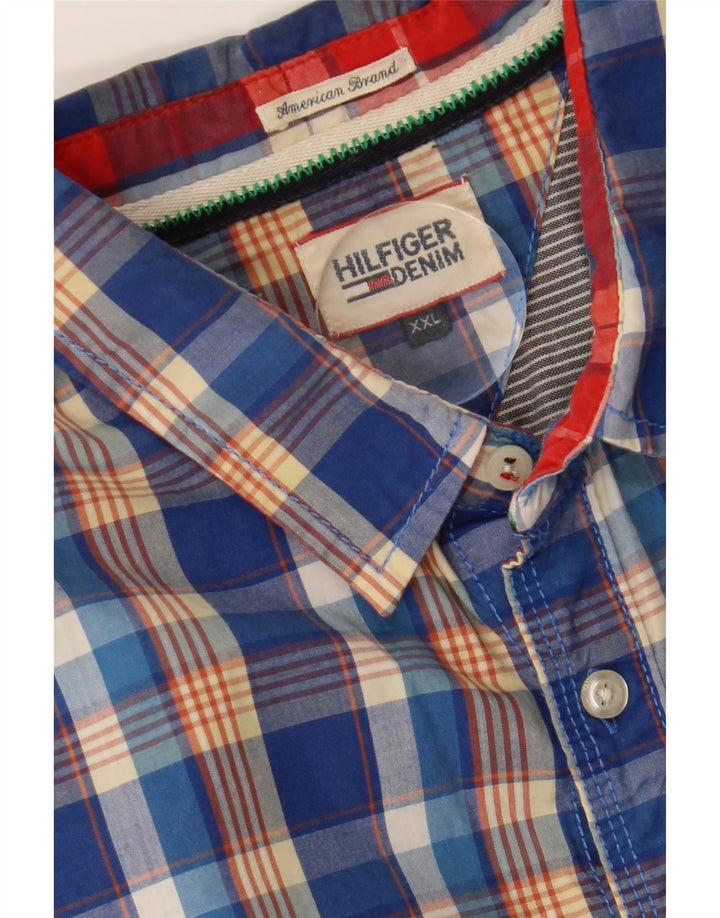 TOMMY HILFIGER Mens Shirt 2XL Blue Check Cotton Vintage Tommy Hilfiger and Second-Hand Tommy Hilfiger from Messina Hembry 