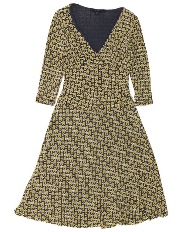 BODEN Womens 3/4 Sleeve A-Line Dress UK 10 Small Green Floral Tencel