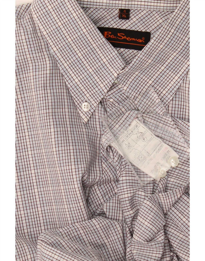 Camicia a maniche corte da uomo Ben Sherman XL in cotone a quadri blu