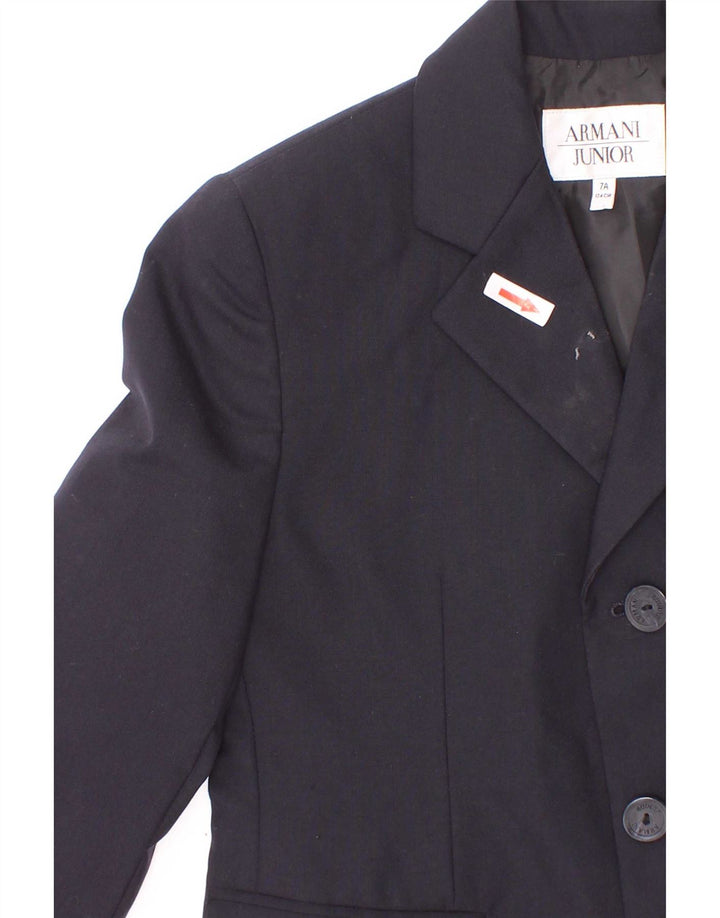 Giacca Blazer a 3 Bottoni Armani Junior Bambino 6-7 Anni in Lana Blu Navy
