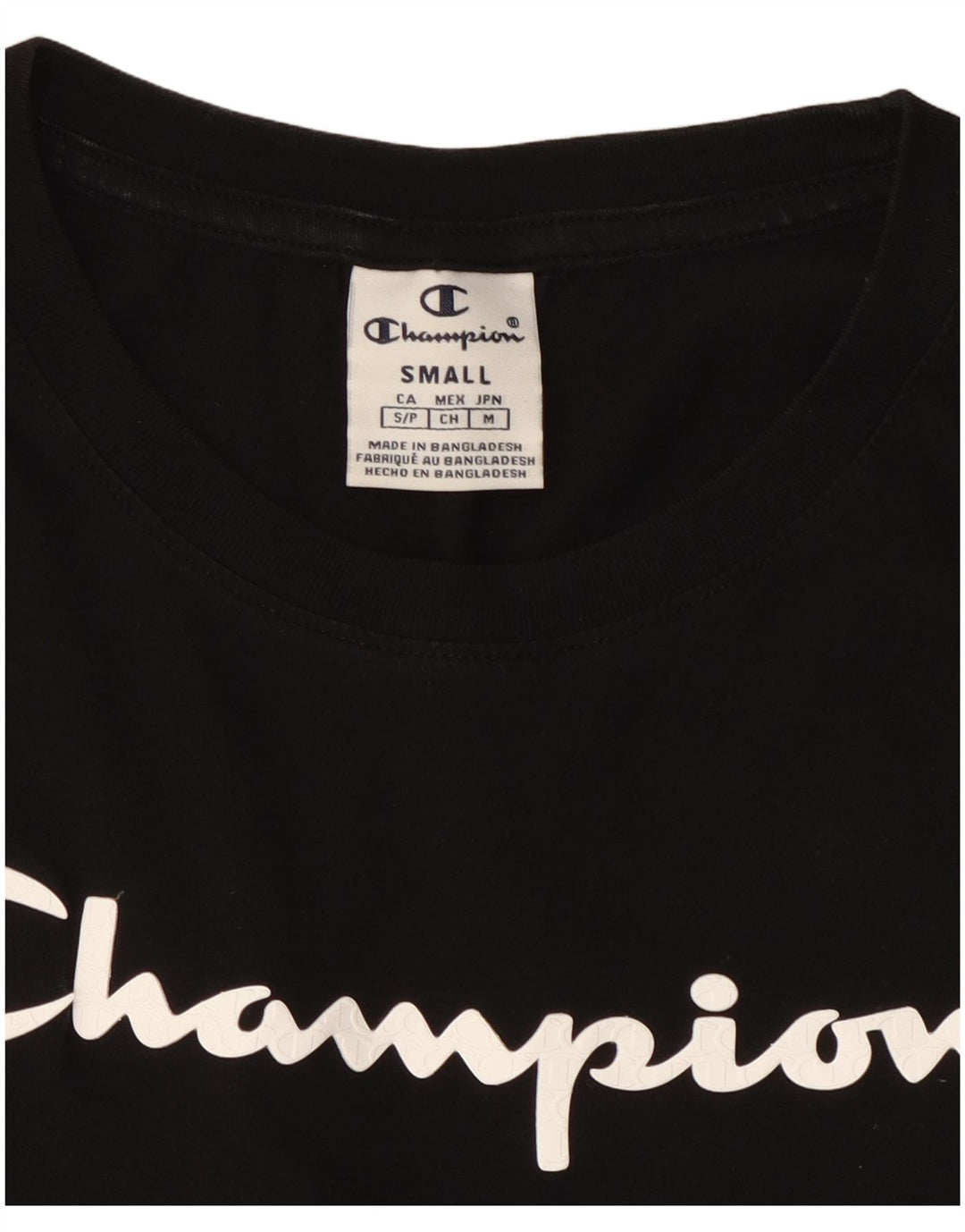 T-shirt grafica da donna Champion Top UK 10 piccola nera