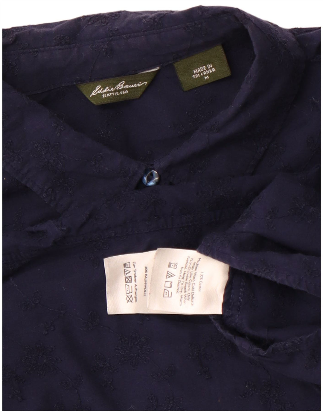 Camicetta da donna Eddie Bauer UK 14 Cotone floreale blu navy medio